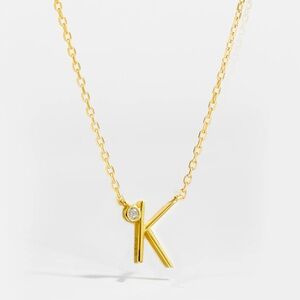 Gold Tone Dainty Initial Necklace “K”